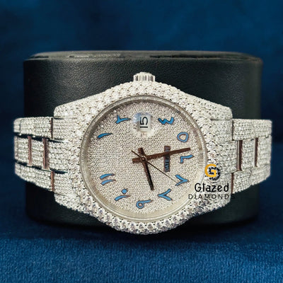 Round Moissanite Diamond Studded Hip Hop Watch