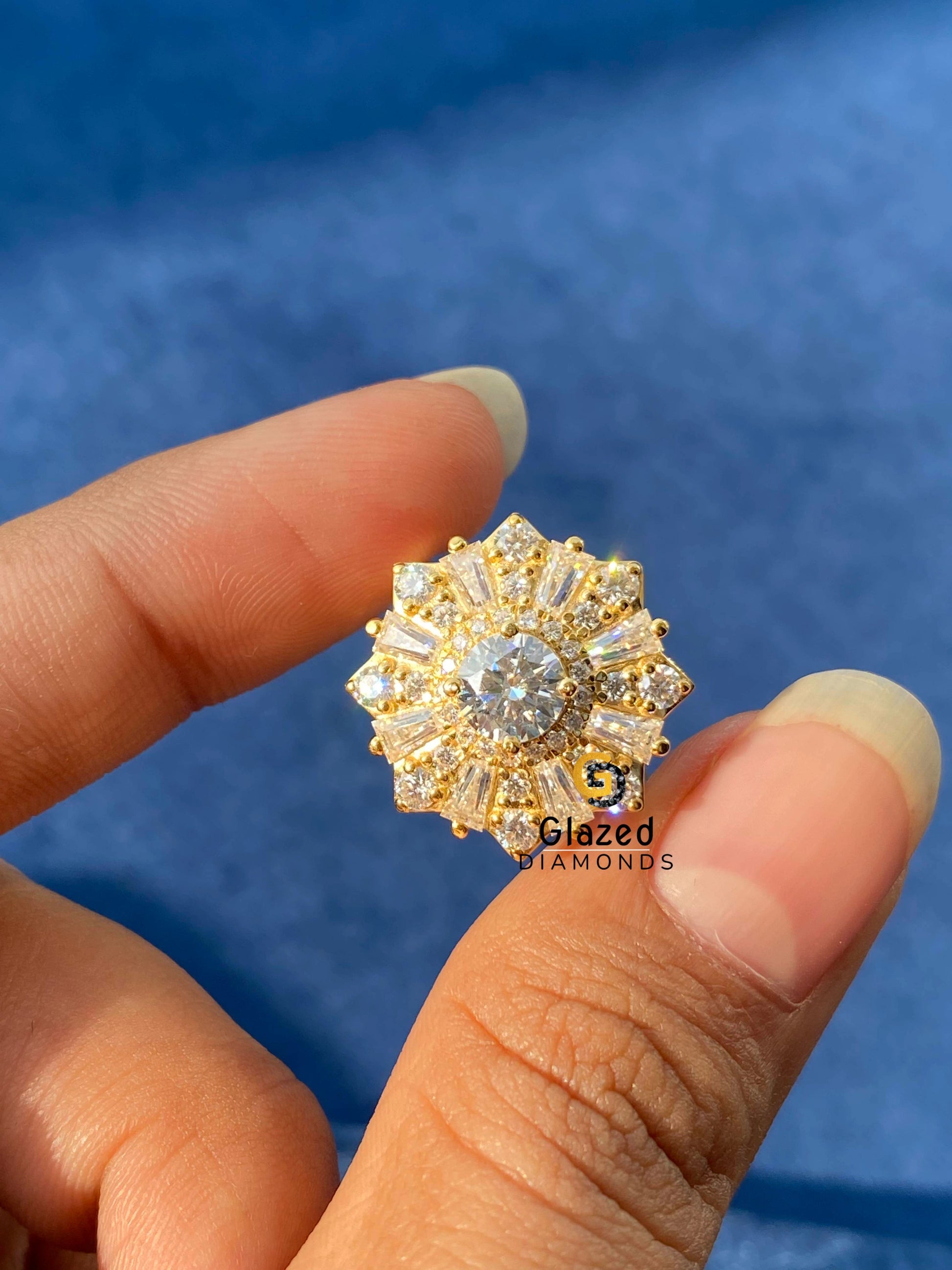 Round Moissanite Flower Shape Ring For Her