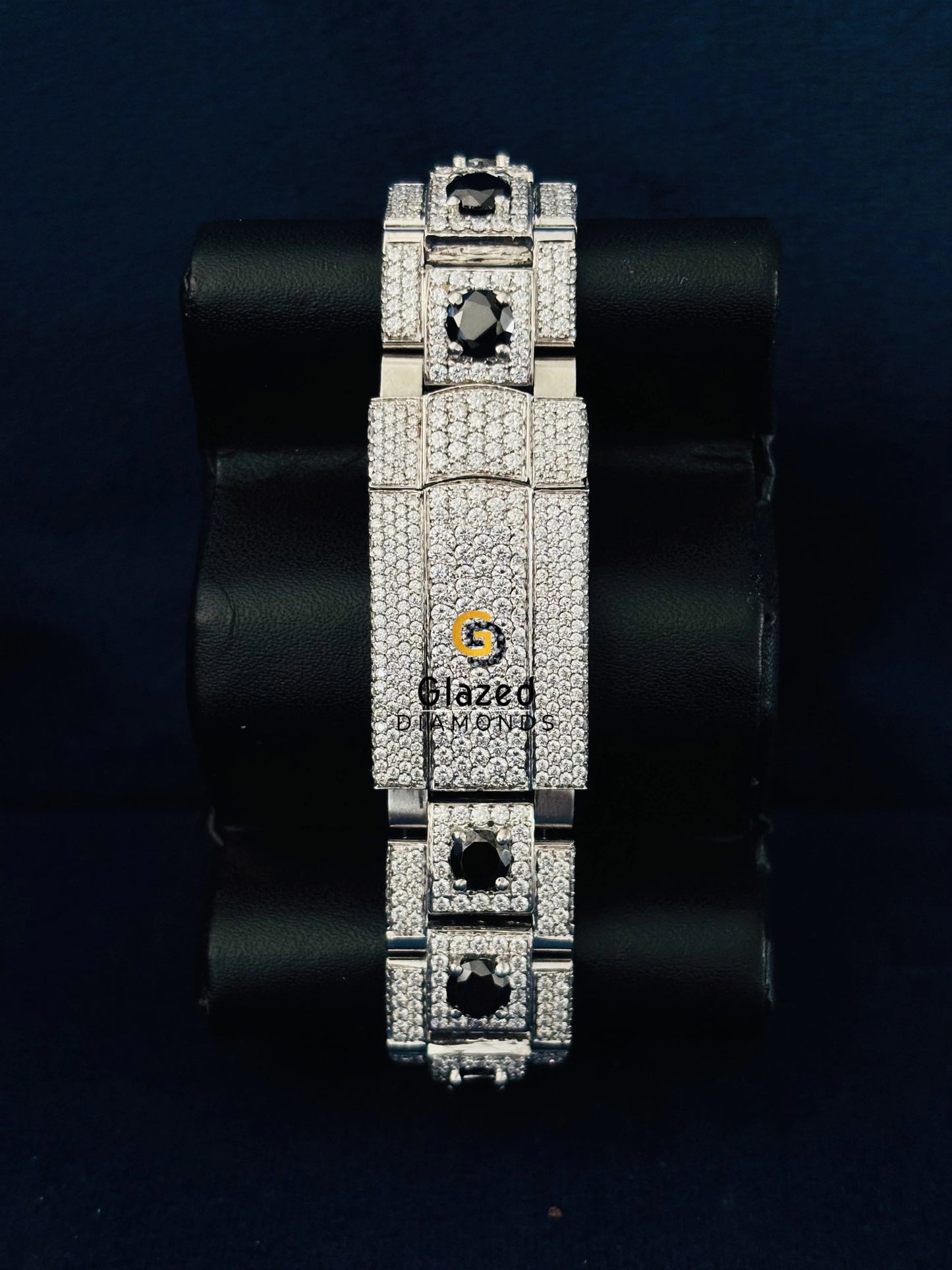 Round Moissanite Fully Iced Out Black Moissanite Watch For Him