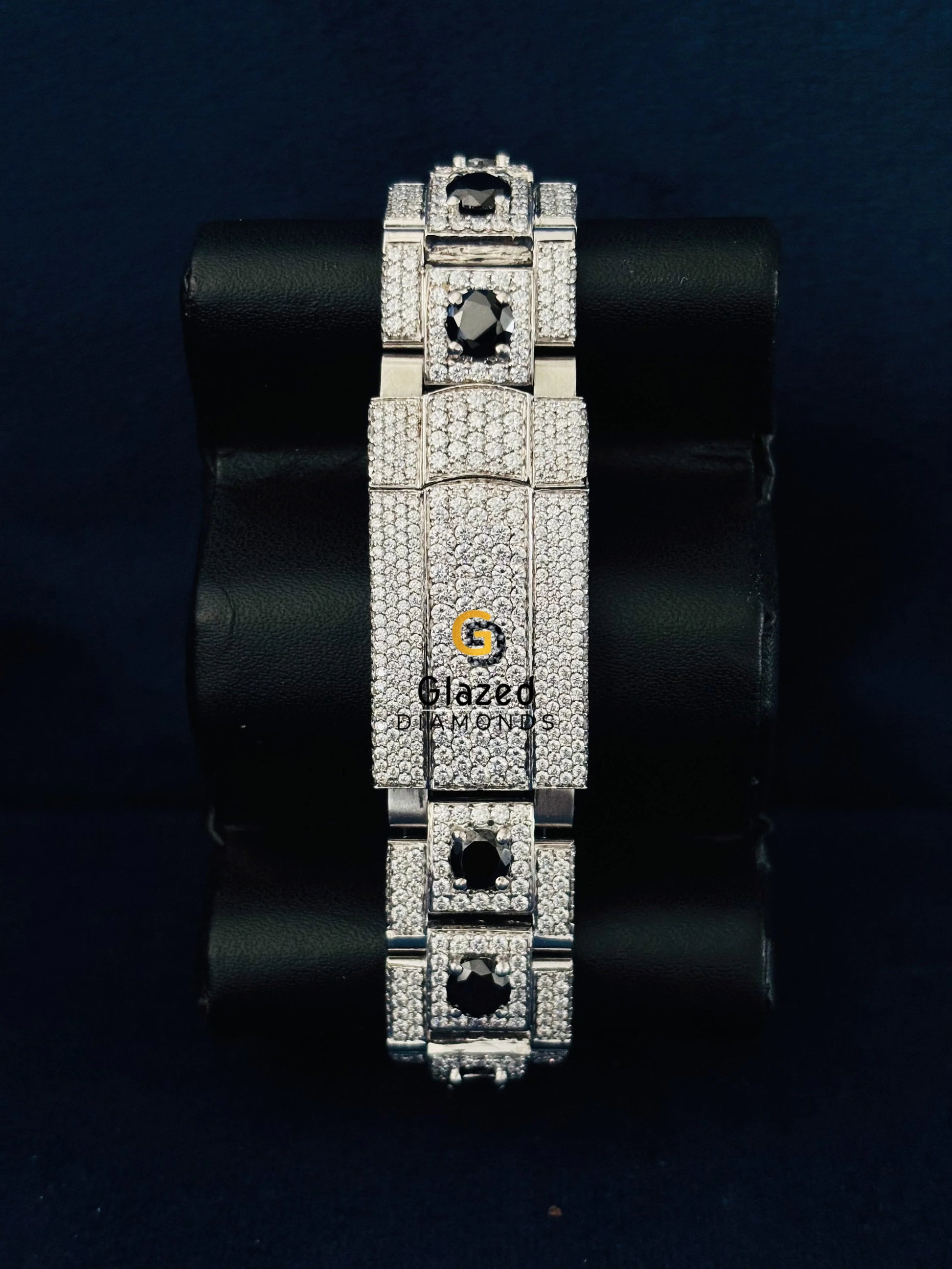 Round Moissanite Fully Iced Out Black Moissanite Watch For Him