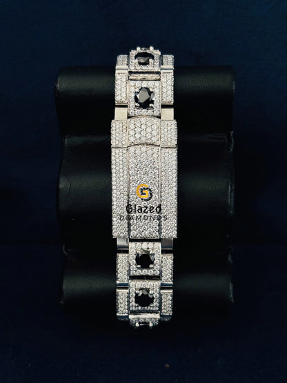 Round Moissanite Fully Iced Out Black Moissanite Watch For Him