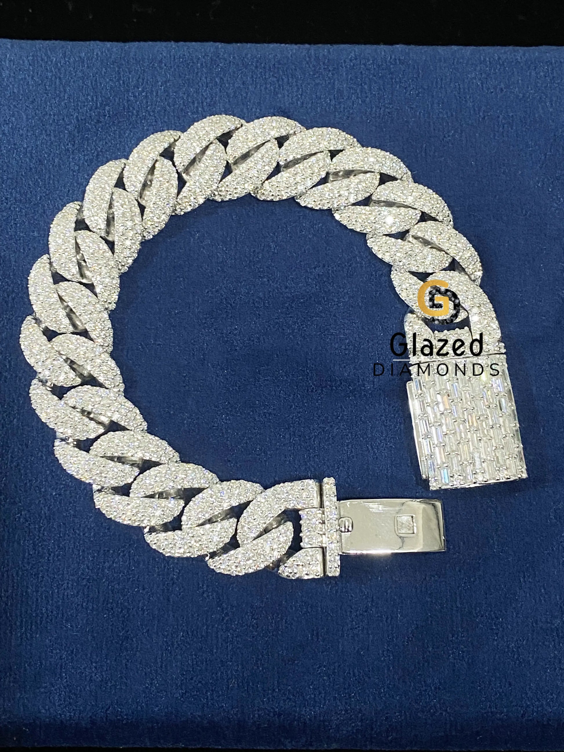 Round Moissanite Hip Hop Cuban Link Chain Bracelet