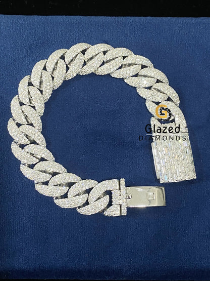 Round Moissanite Hip Hop Cuban Link Chain Bracelet