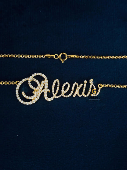 Round Moissanite Name Necklace Pendant 