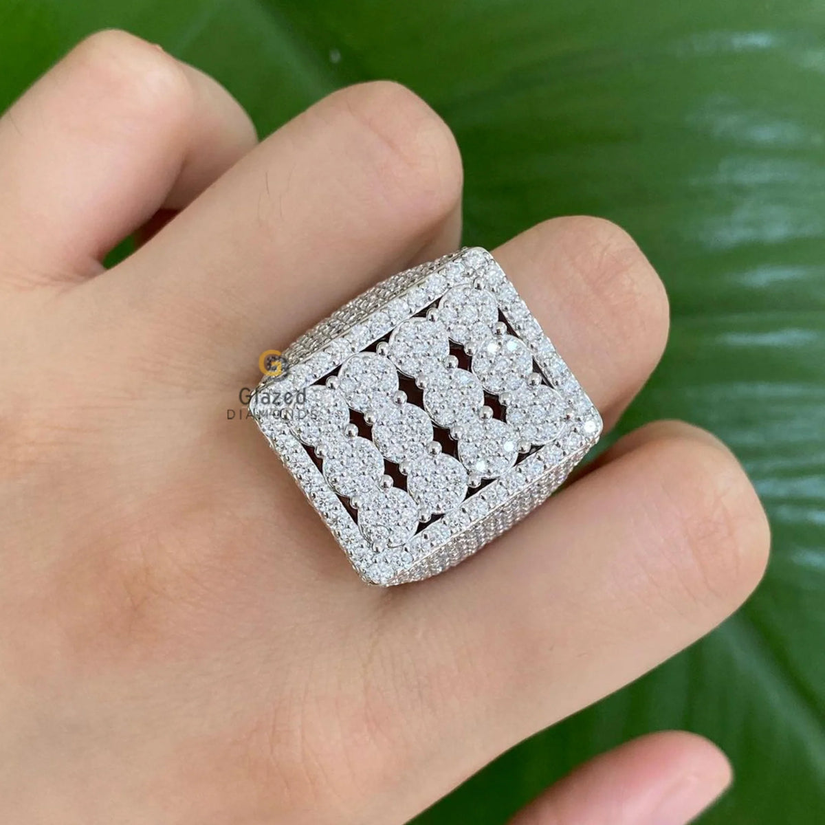 Round Moissanite Studded Mens Ring