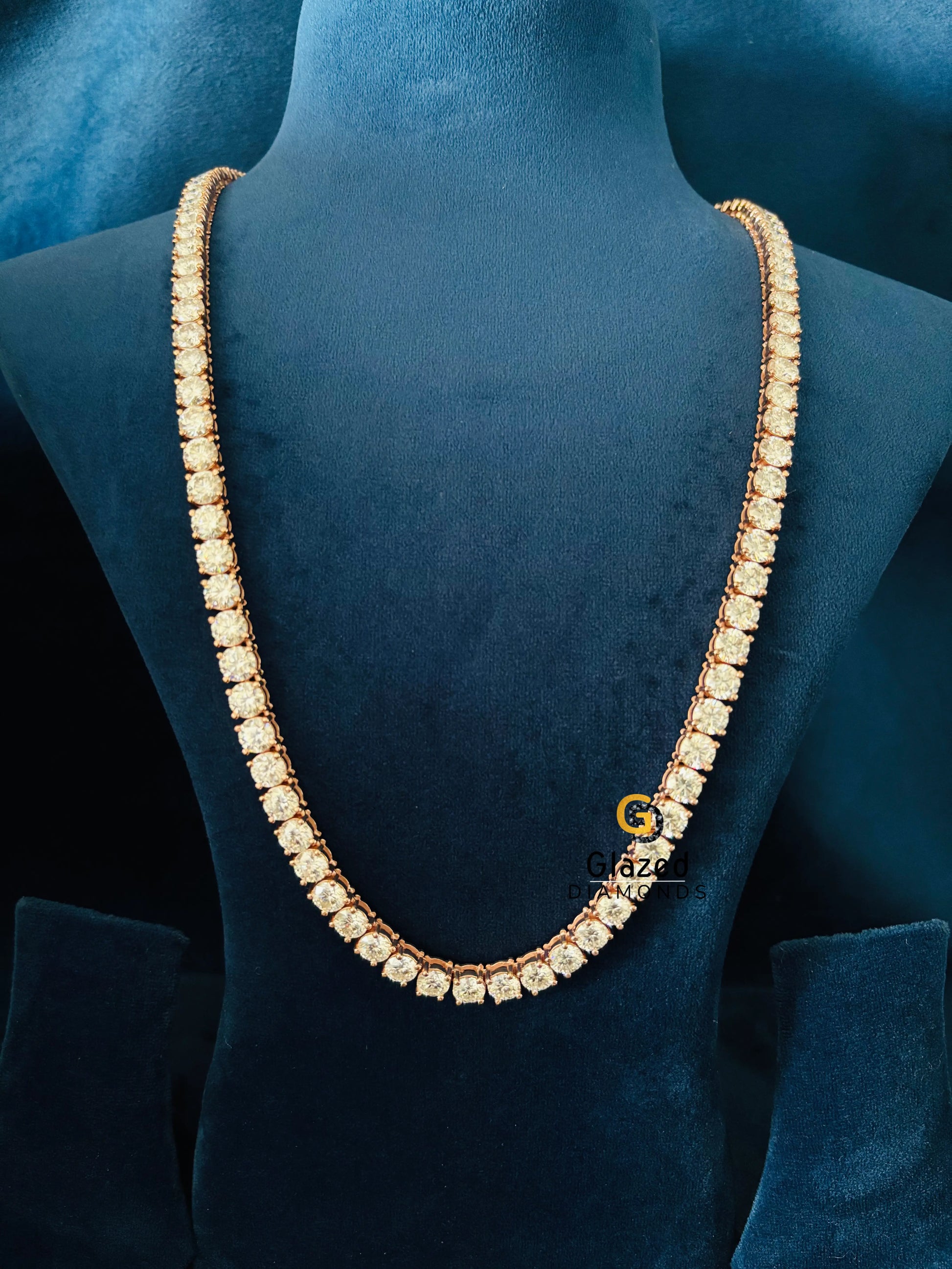 Round Moissanite Tennis Bust Down Chain For Women