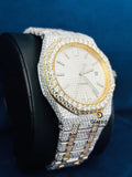 Round Moissanite Two Tone Diamond Studded Watch