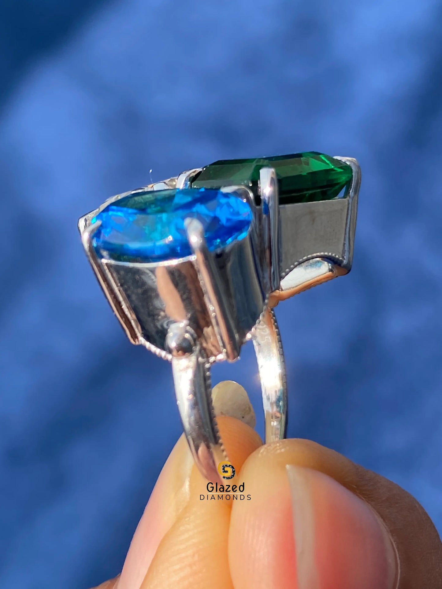 Round Multi Shape Three Stone Engagement Ring For Women