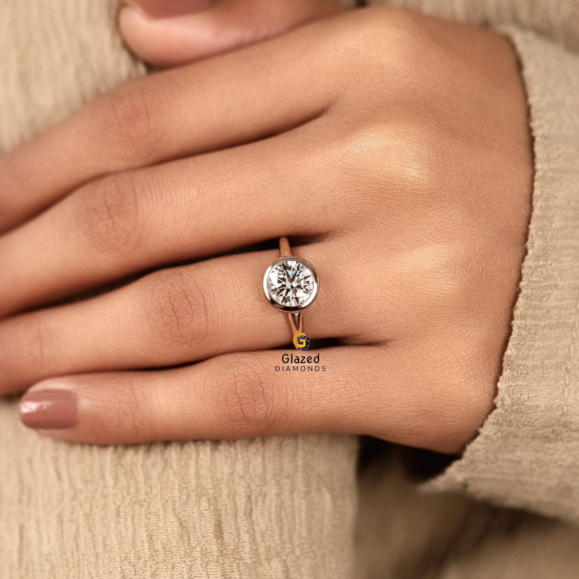 Round Split Shank Lab Diamond Wedding Ring For Her