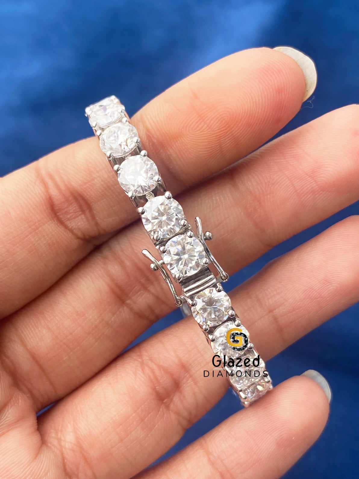 Round VVS Moissanite Hip Hop Tennis Link Bracelet