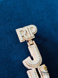 Round VVS Moissanite Two Tone Customized Name Pendant