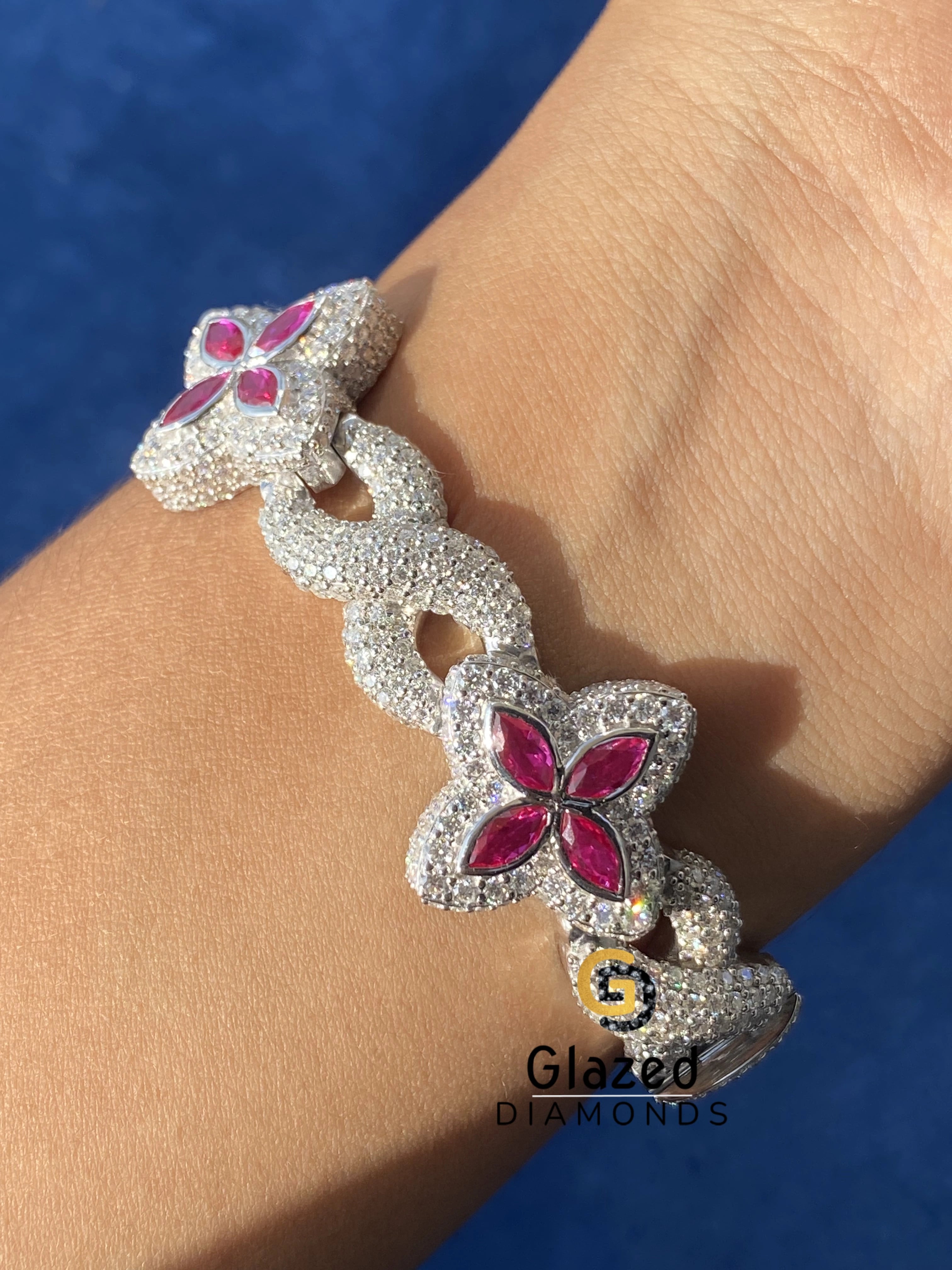 Round_ Pink Marquise Moissanite Bracelet