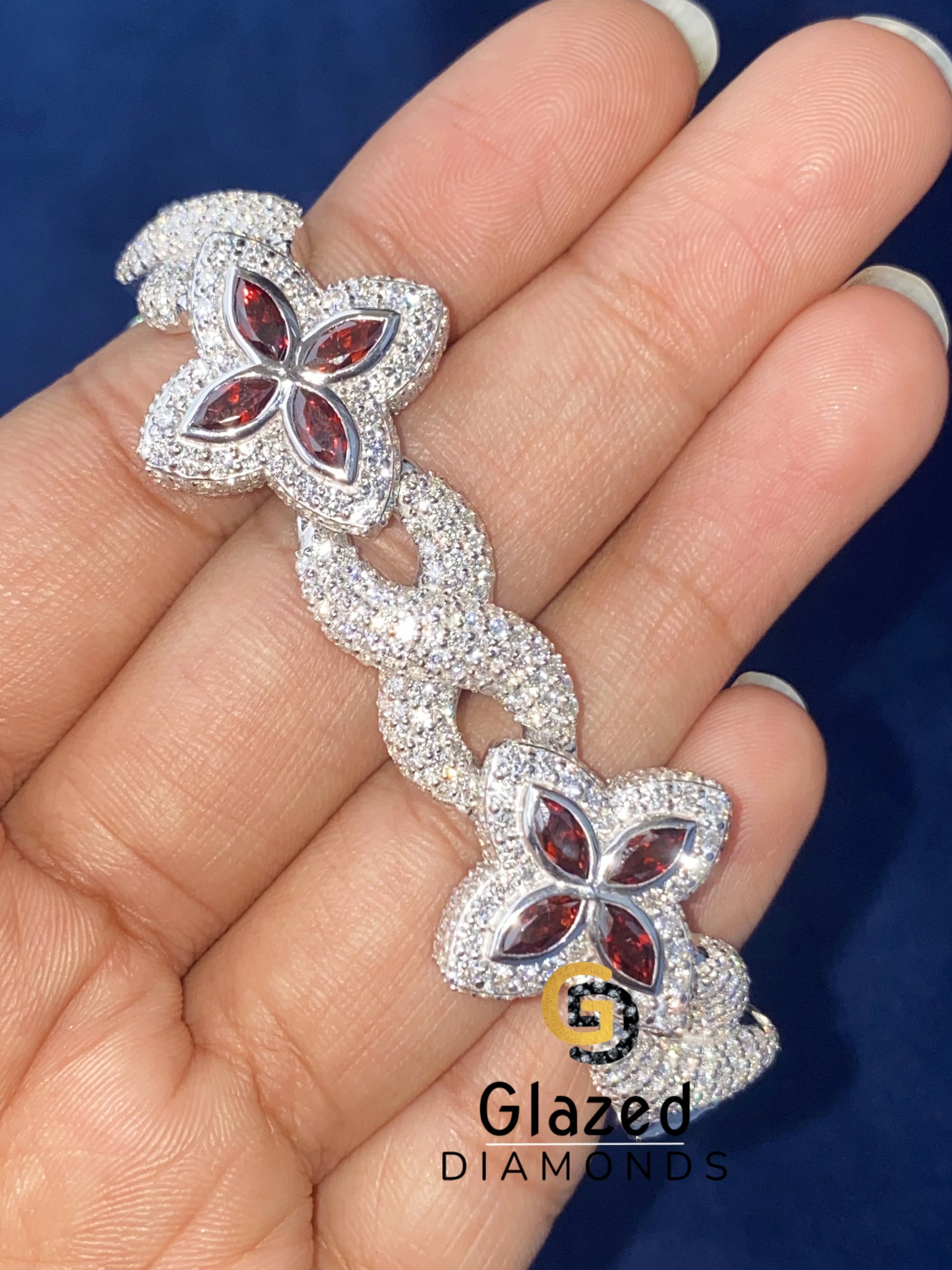 Round_ Red Marquise Moissanite Barcelet