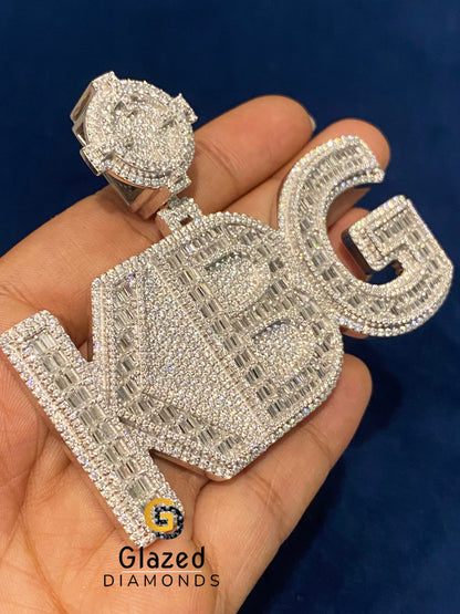 Round and Baguette Moissanite Pendant