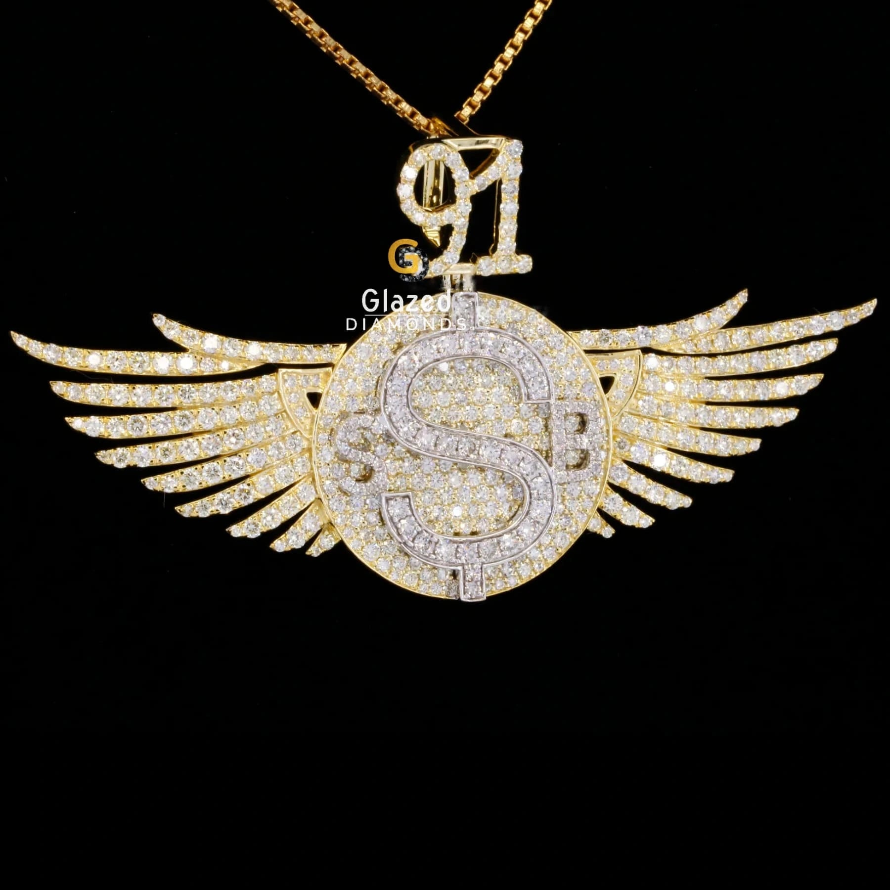 Customized Iced Out S Wings Moissanite Diamond Bust Down Pendant