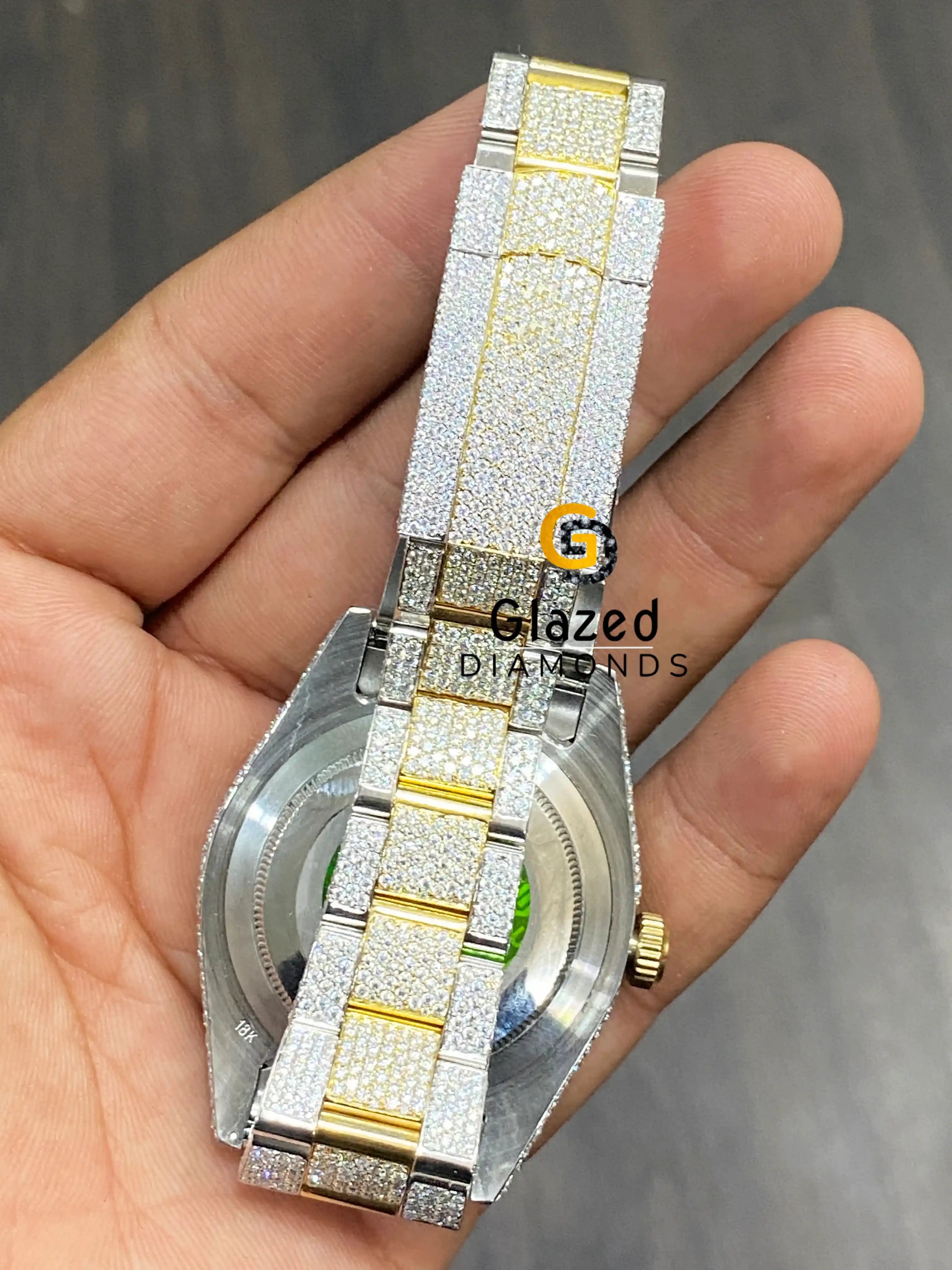 Fully Iced Out Two Tone Luxury VVS Moissanite Diamond Watch For Men