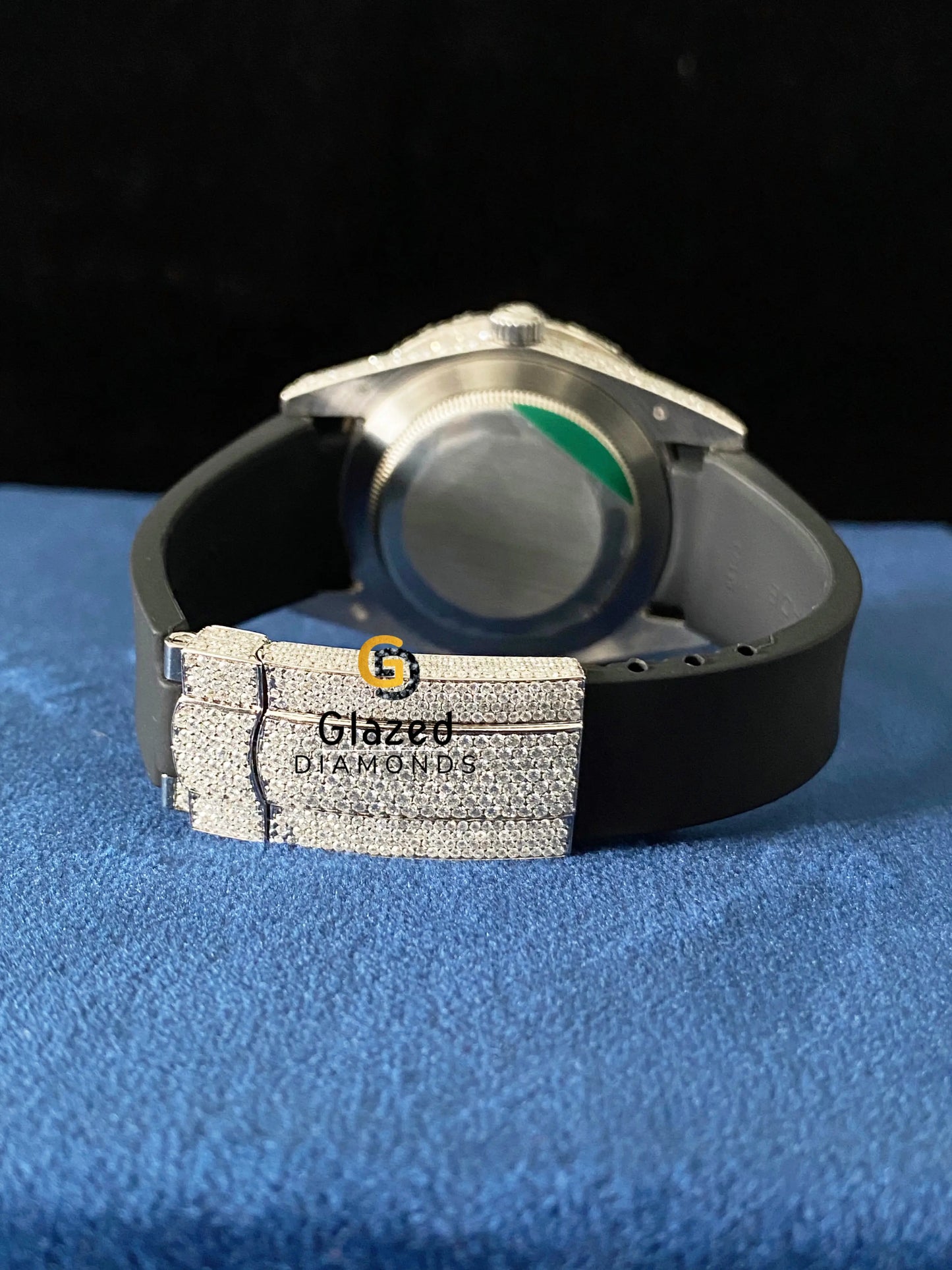 Silicon Black Strap Roman Dial VVS Moissanite Watch