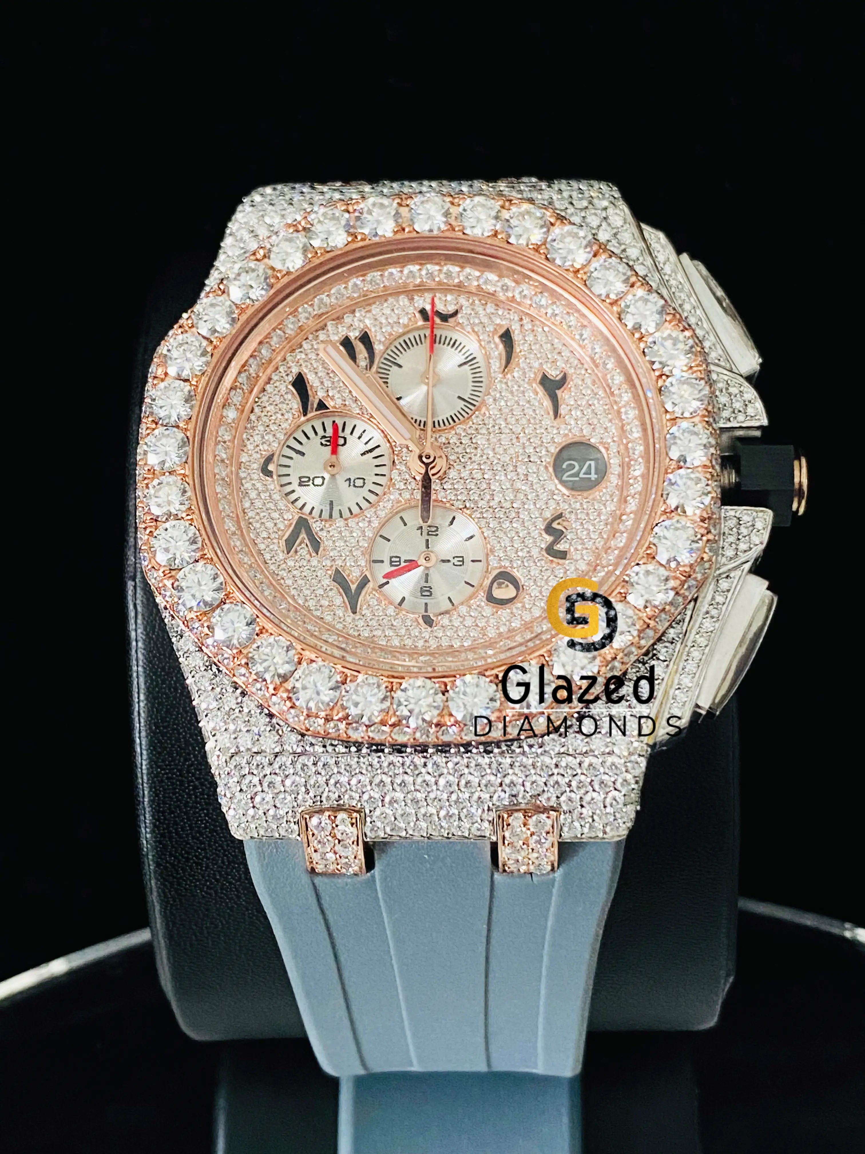Silicone Strap Moissanite D Colorless Arabic Face Dial Watch