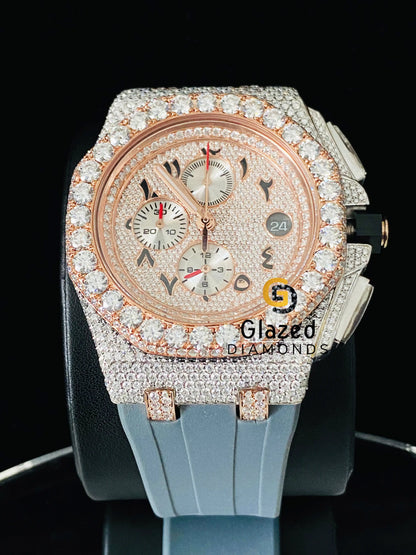 Silicone Strap Moissanite D Colorless Arabic Face Dial Watch