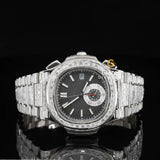 Silver Blingy Moissanite Watch For HIm