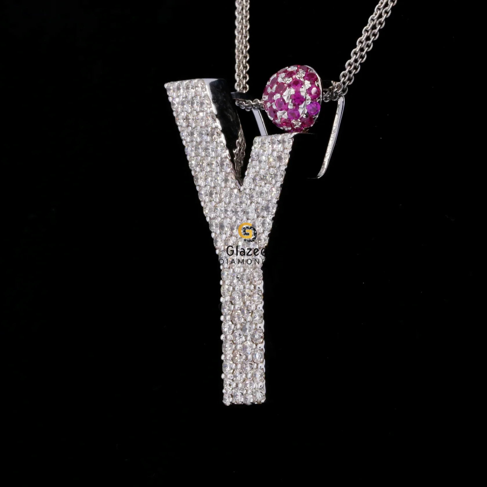 VVS Moissanite Diamond Studded Y Initial Letter Hip Hop Pendant