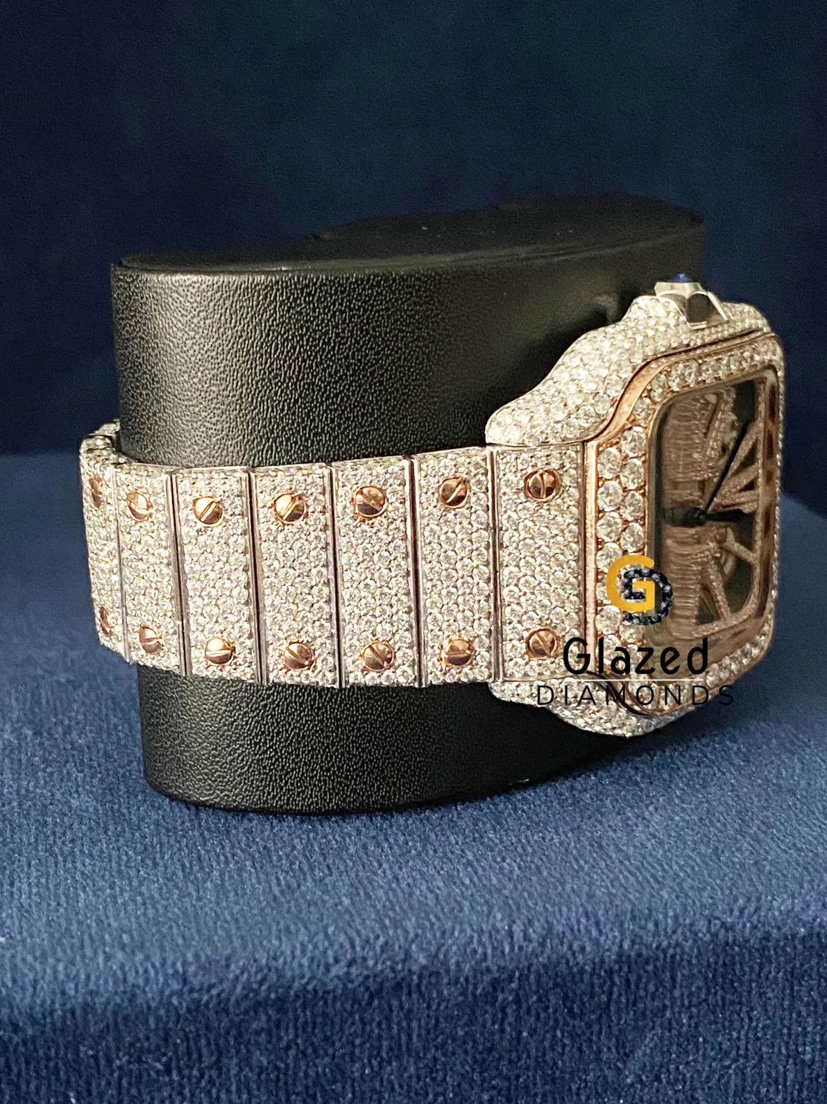 Skeleton Dial Fully Iced Out Moissanite Watch