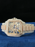 Skeleton Dial Two Tone Bust Down Moissanite Diamond Watch