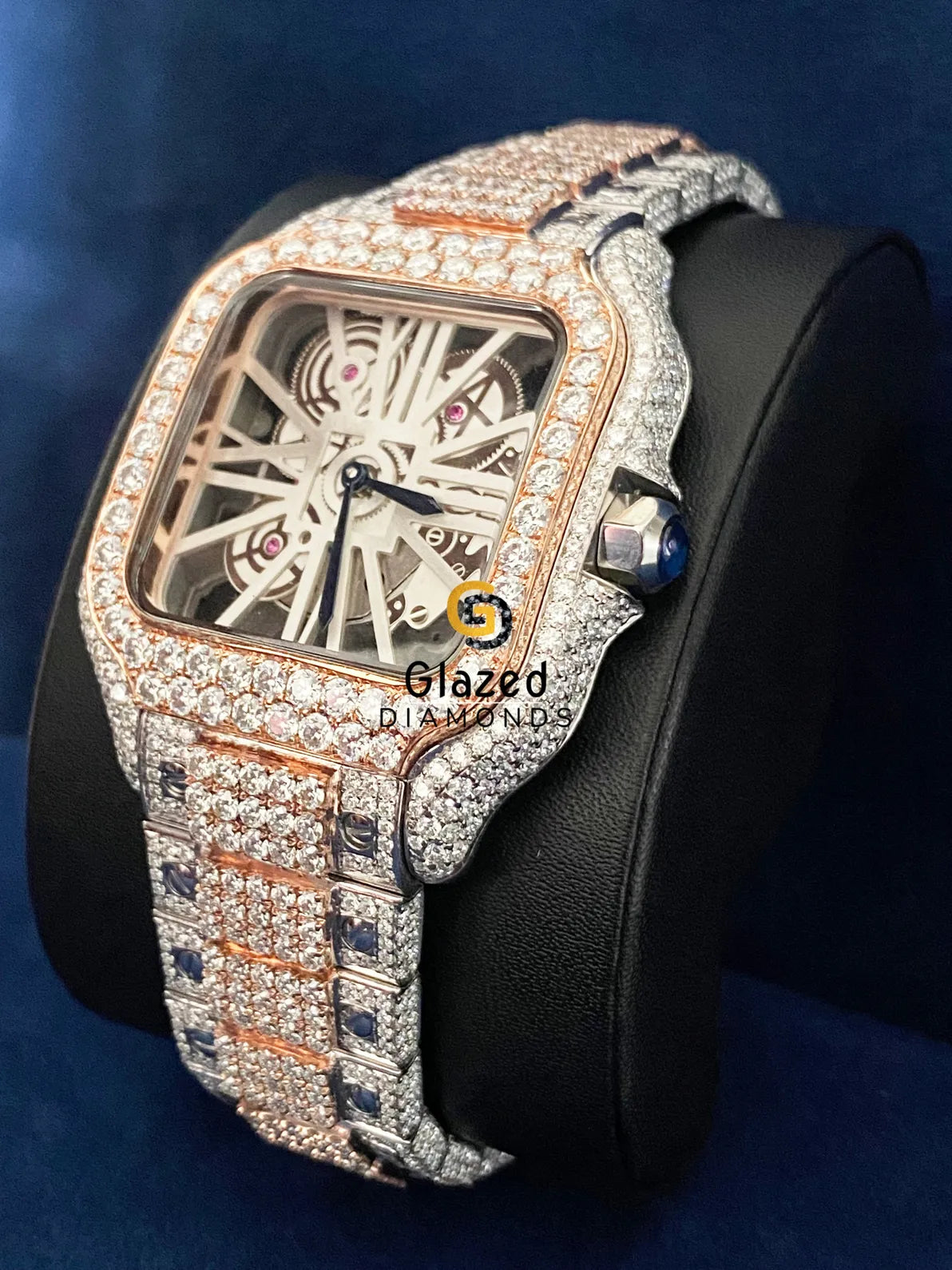 Skeleton Dial VVs Moissanite Diamond Studded Hip Hop Watch