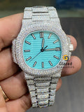 Tiffany Blue Dial Iced Moissanite Diamond Studded Watch