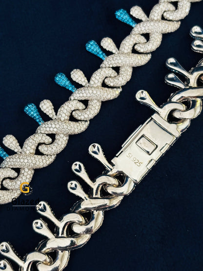 SkyBlue White Moissanite Bust Down Chain