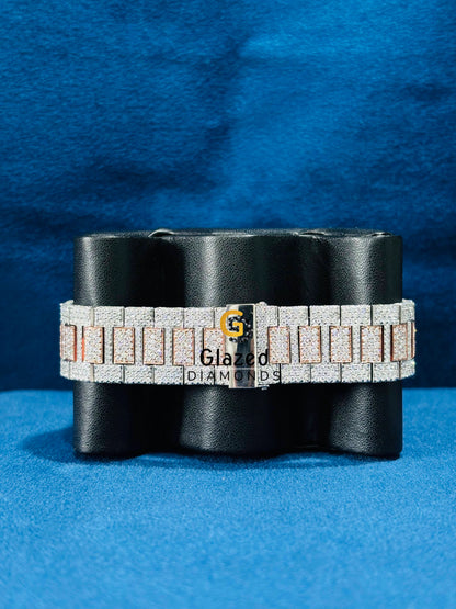 Sky Blue Dial Iced Out Moissanite Watch