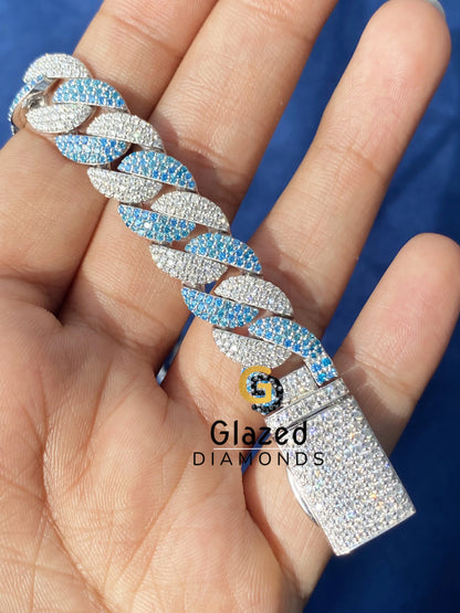 Sky Blue Diamond Cuban Link Bracelet