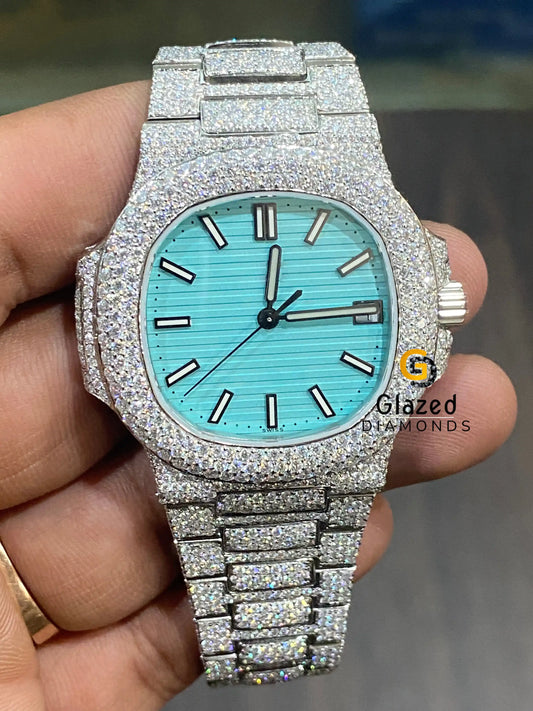 Sky Blue Diamond Mens Diamond Watch