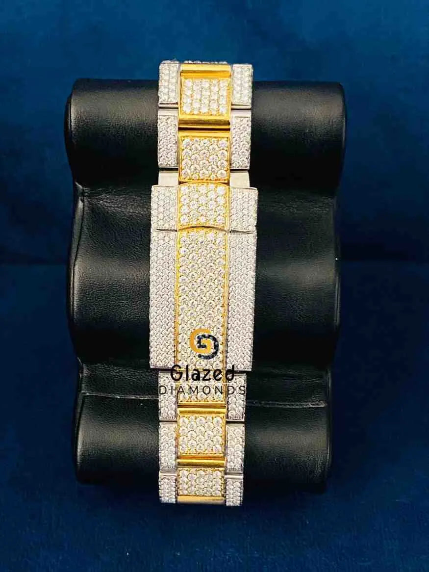 Sky Dweller Baguette Bar Dial Fully Studded Moissanite Watch