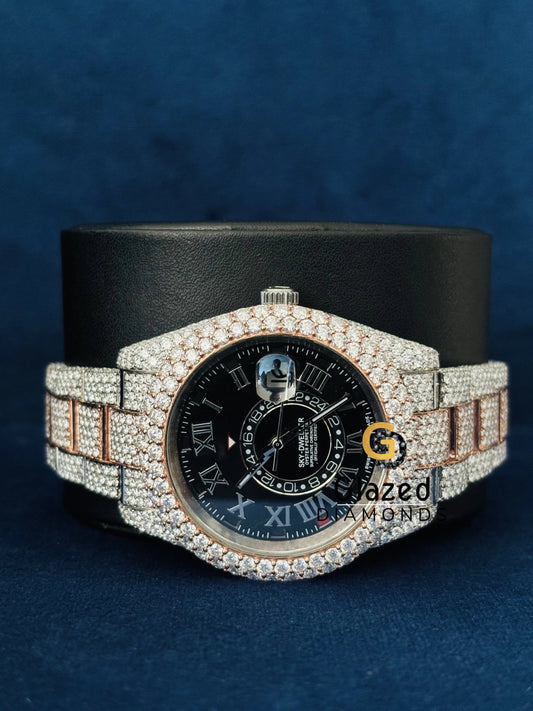 Sky Dweller Dial Two Tone Moissanite Watch