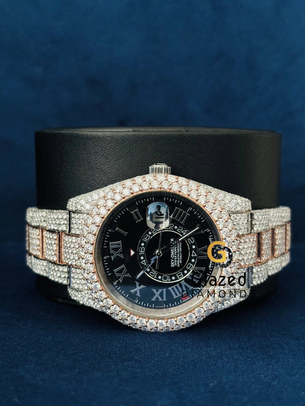 Sky Dweller Dial Two Tone Moissanite Watch