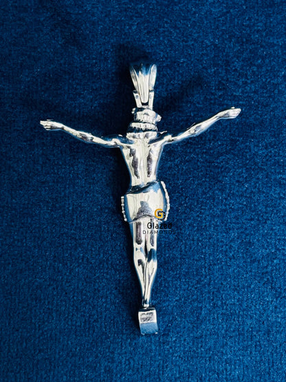 Solid 925 Sterling Silver Round Cut Moissanite 3D Jesus Pendant