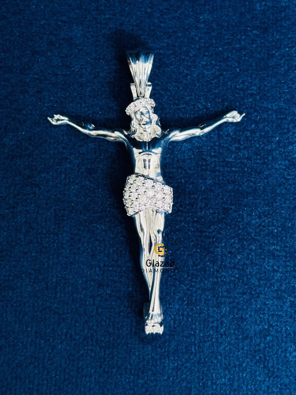 Solid 925 Sterling Silver Round Cut Moissanite 3D Jesus Pendant