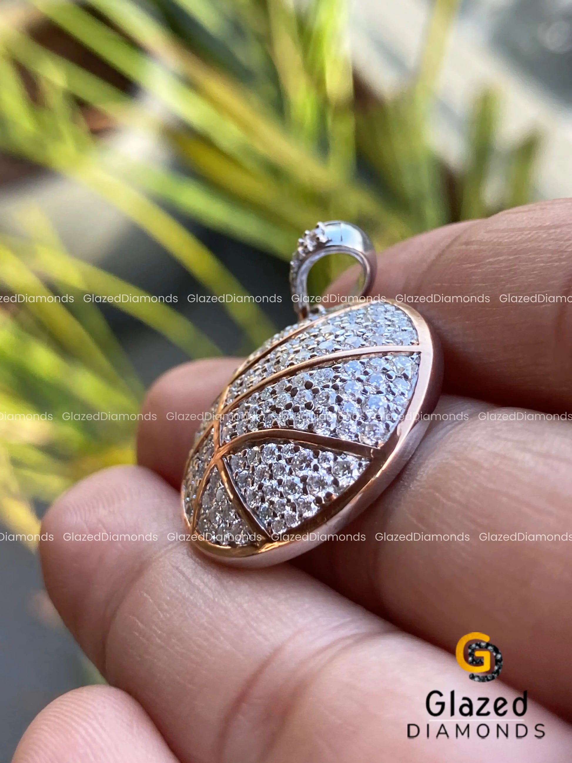 Solid Gold Basket ball Pendant