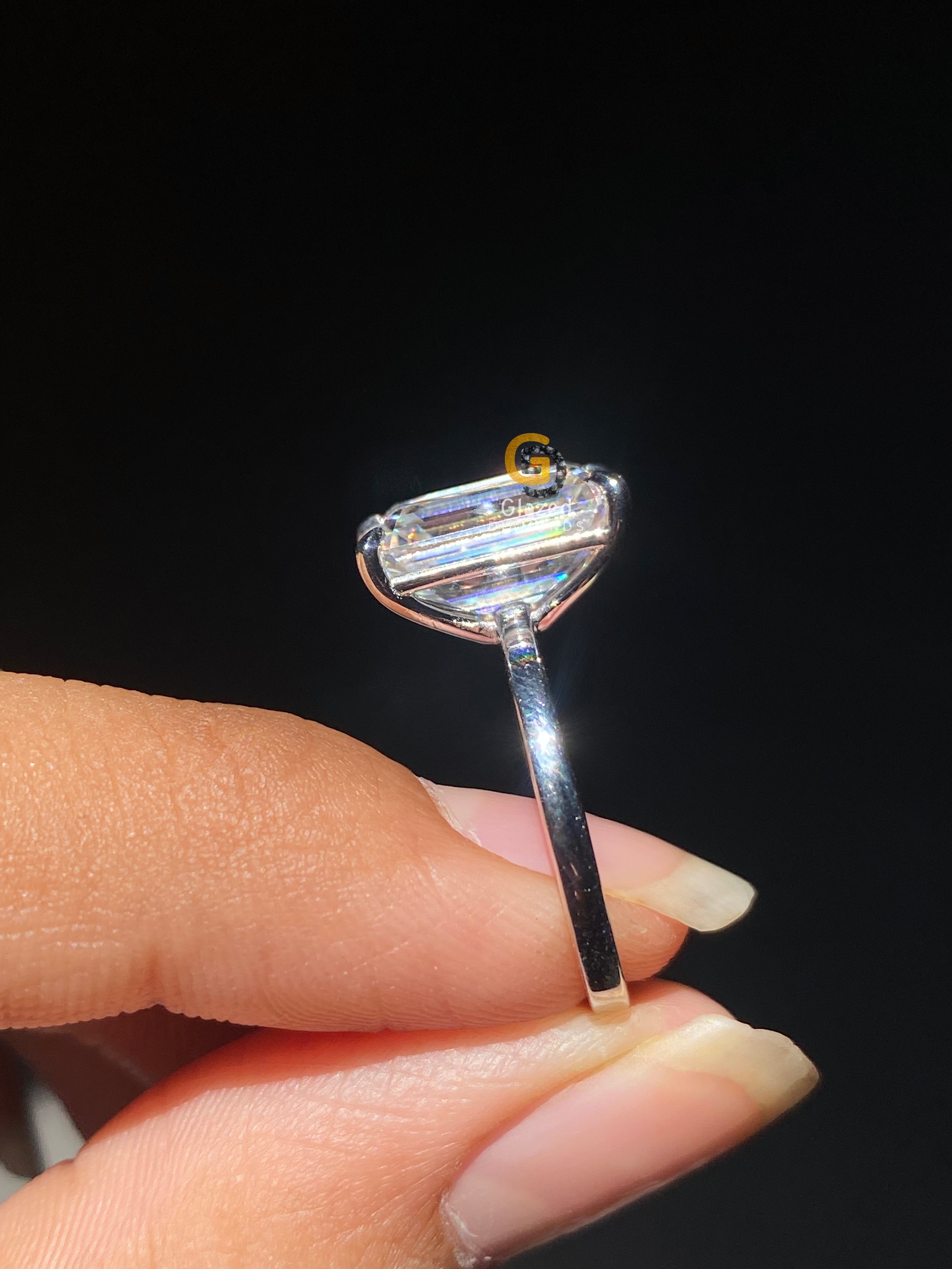 5 CT Emerald Cut Solitaire Moissanite Engagement Ring For Women
