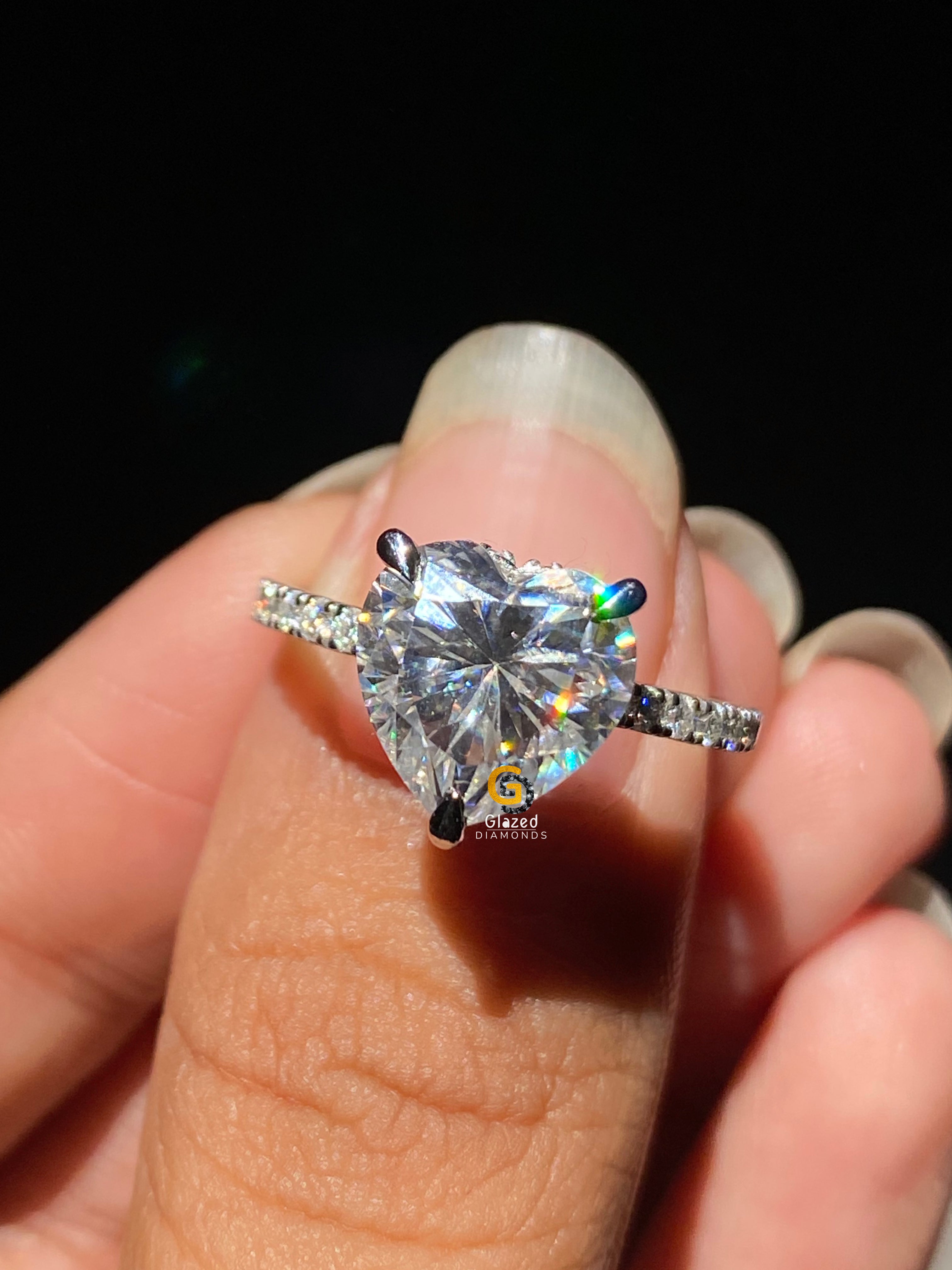 4 CT Heart Cut Pave Moissanite Engagement Ring For Her