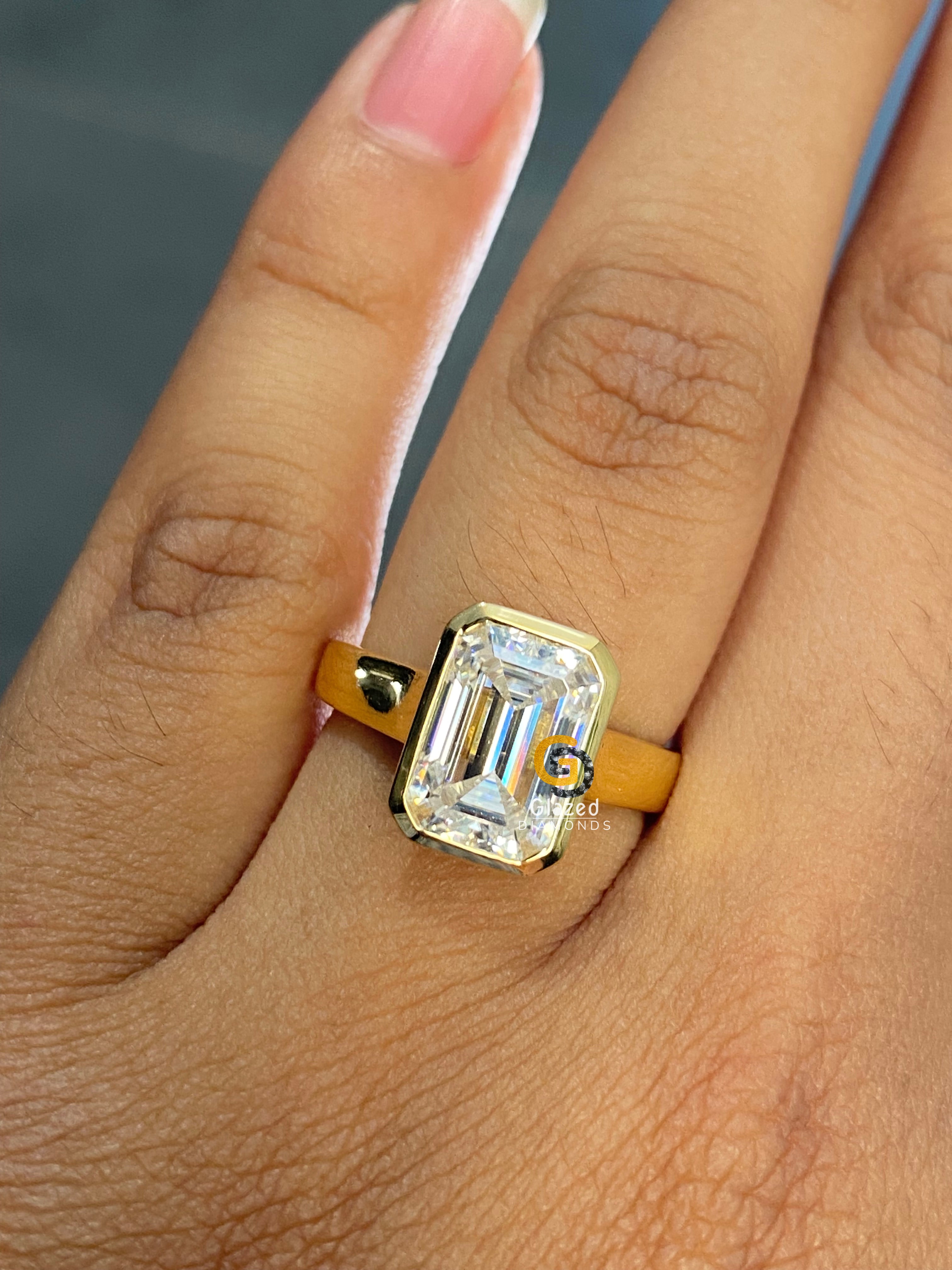 5 CT Bezel Set Solitaire Moissanite Engagement Ring For Her