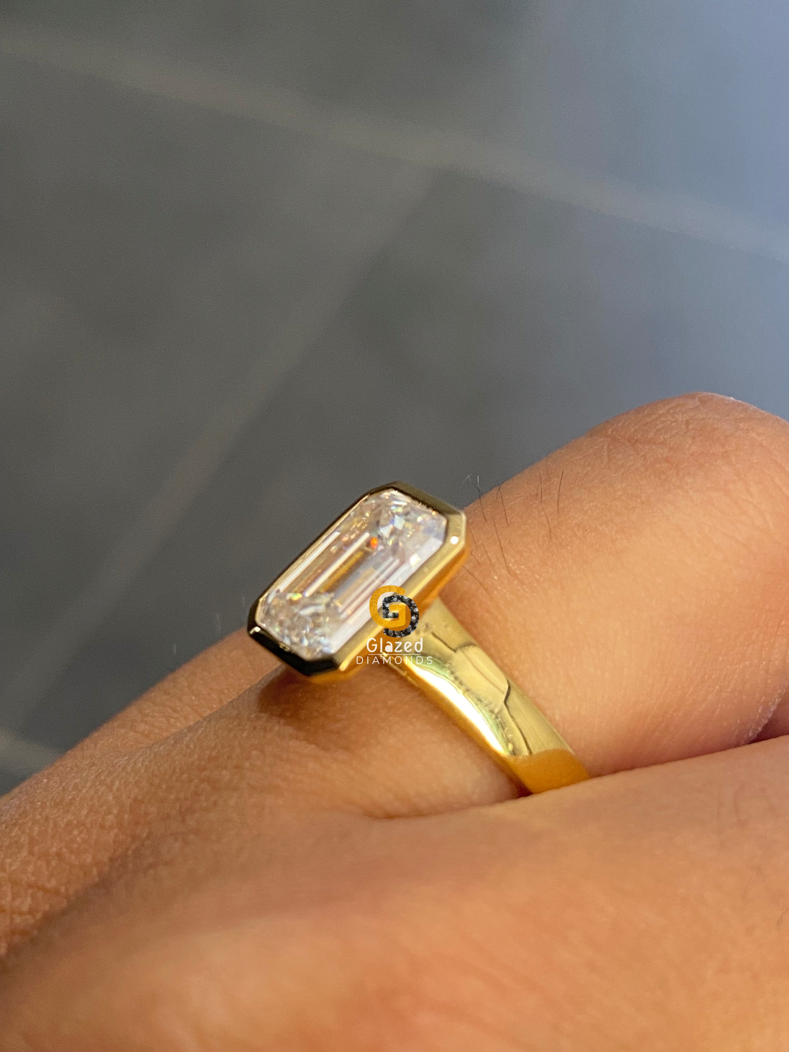 5 CT Bezel Set Solitaire Moissanite Engagement Ring For Her