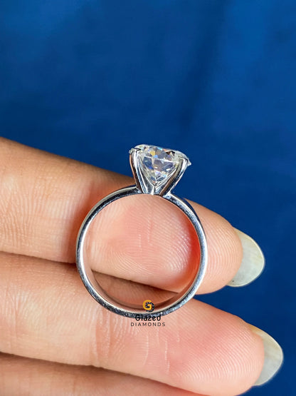 3CT Round Wide Band Moissanite Solitaire Engagement Ring
