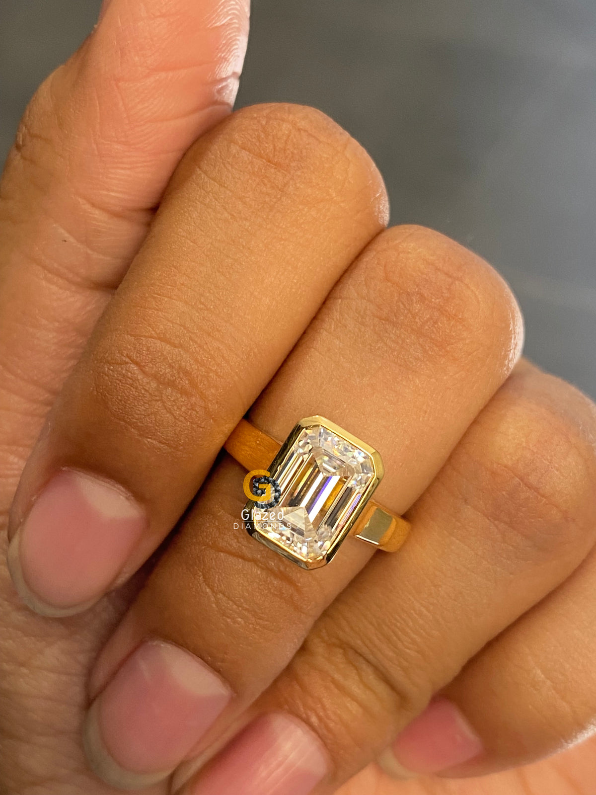 5 CT Bezel Set Solitaire Moissanite Engagement Ring For Her