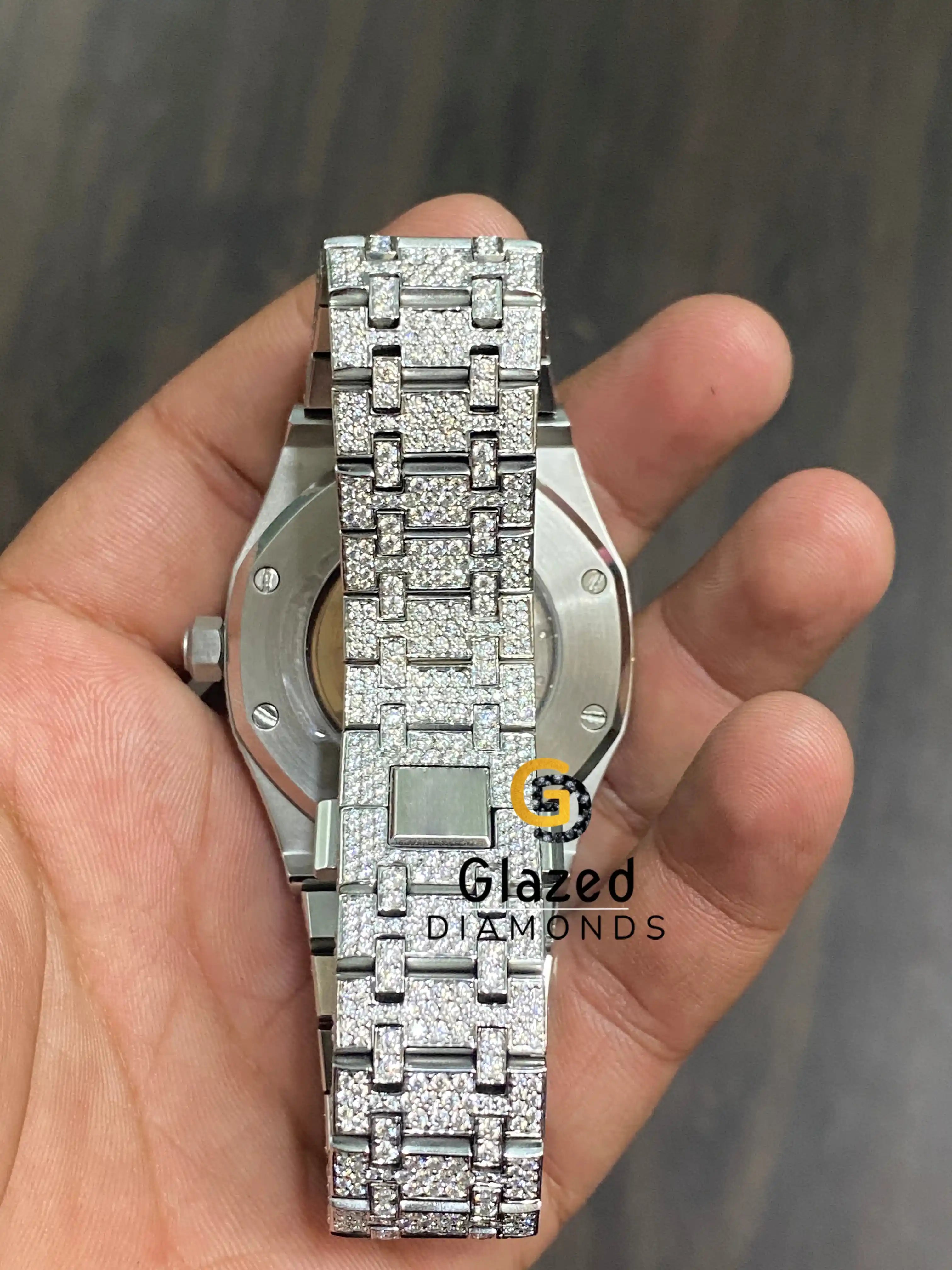 41mm Stainless Steel Hip Hop Moissanite Diamond Watch