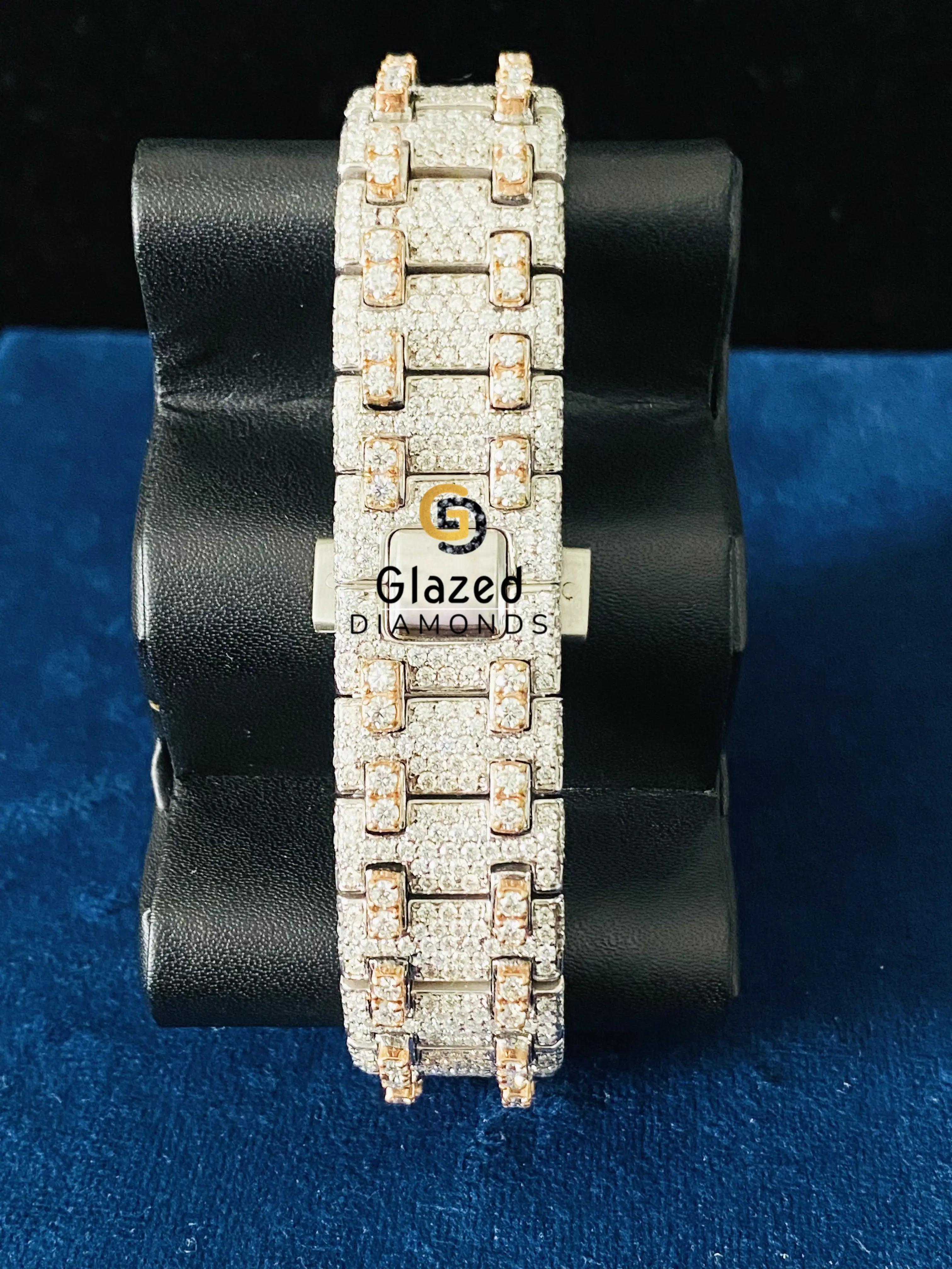 Stainless Steel Arabic Dial Chronograph Fully Iced Out Moissanite Watch