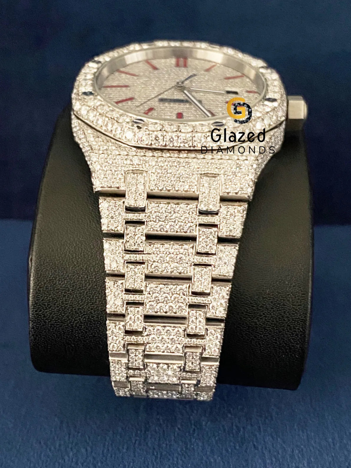 Stainless Steel Bust Down VVs Moissanite Diamond Studded Watch