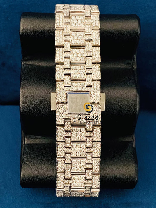 Stainless Steel Fully Iced Out Diamond Studded Moissanite Watch