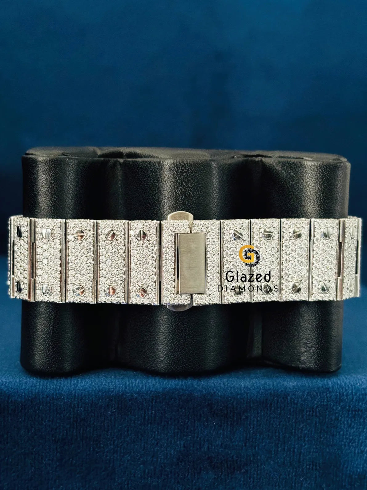 Stainless Steel Fully Iced Out Round Moissanite Watch